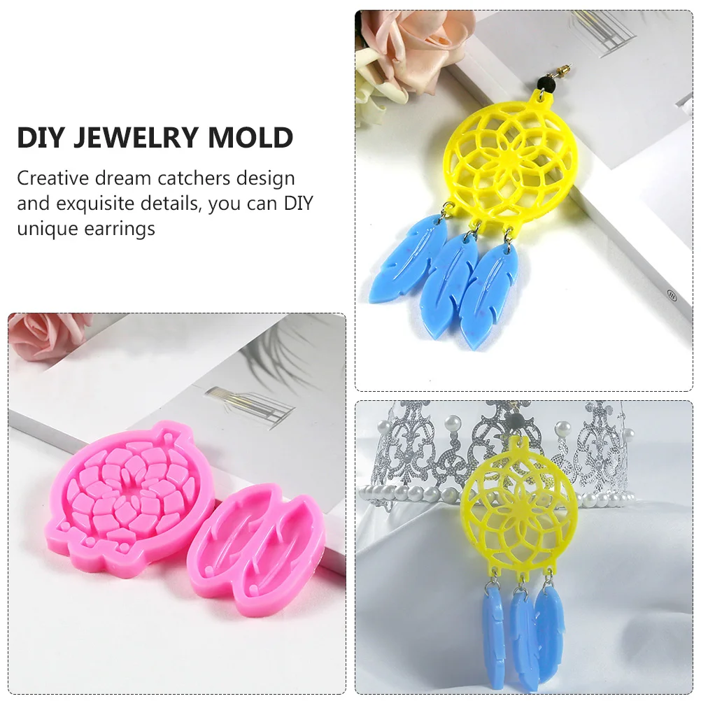 2세트 실리콘 귀걸이 몰드, 독창적인 DIY 쥬얼리 몰드, 핑크 레진 공예용 펜던트 몰드, 탈형 에폭시 몰드 (크리스탈용)
