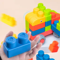 DIY Baby Soft Rubber Big Particle Bricks Model Toys Safe Chewable And Boiled Assembly Building Blocks Kids Early Educational Toy