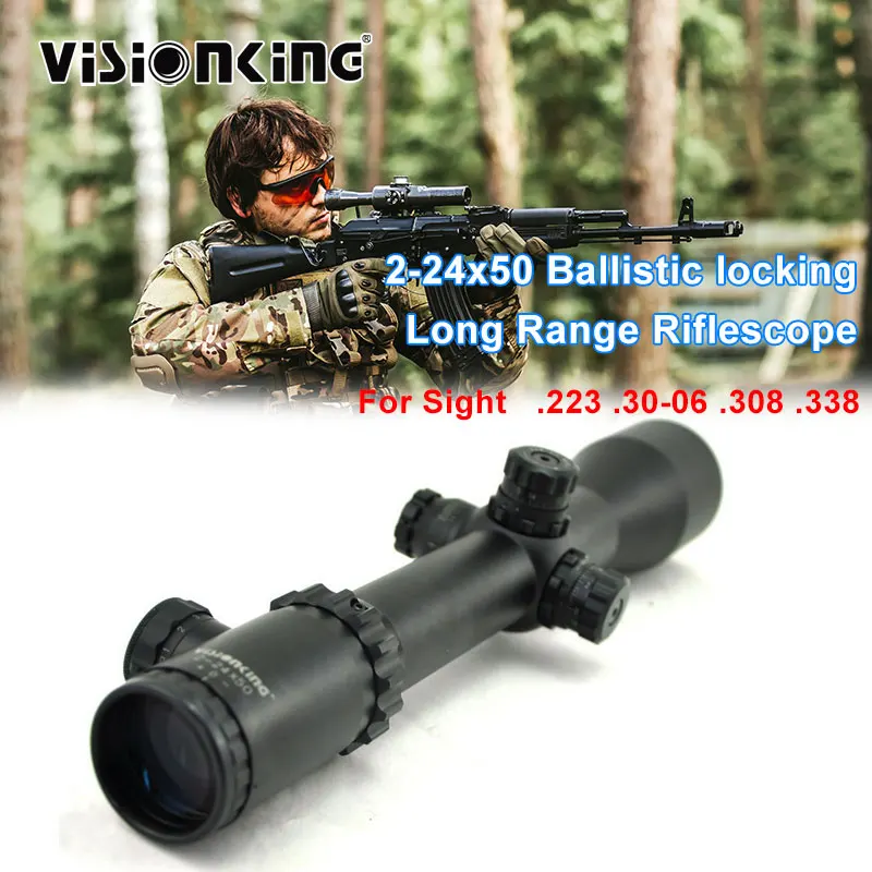 

Visionking 2-24x50 Military ak Sniper Riflescope Professional 35mm Tube Long Range Night illuminated Ar15 m16 Aim Optical Sight