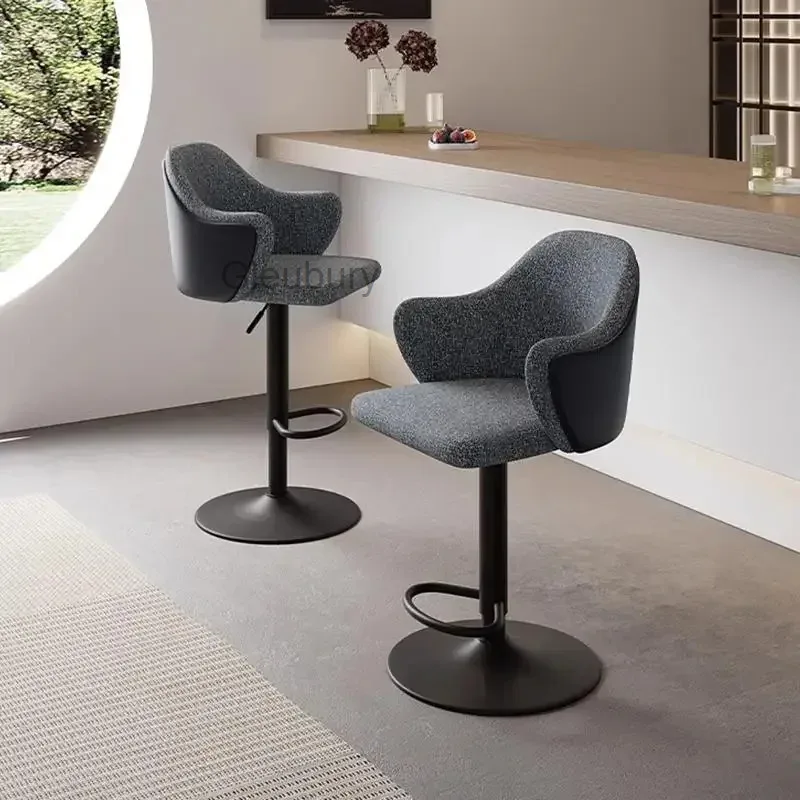 

Ergonomic Swivel Lift Bar Chair with Armrest Home Island High Foot Dining Stool Front Desk Cashier Chair