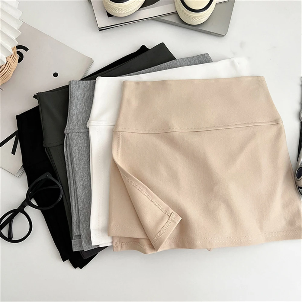 Mini Skirt Side Slit A-Line Skirt Anti-Exposure Short Skirt Hip-Covering Skirt For Women