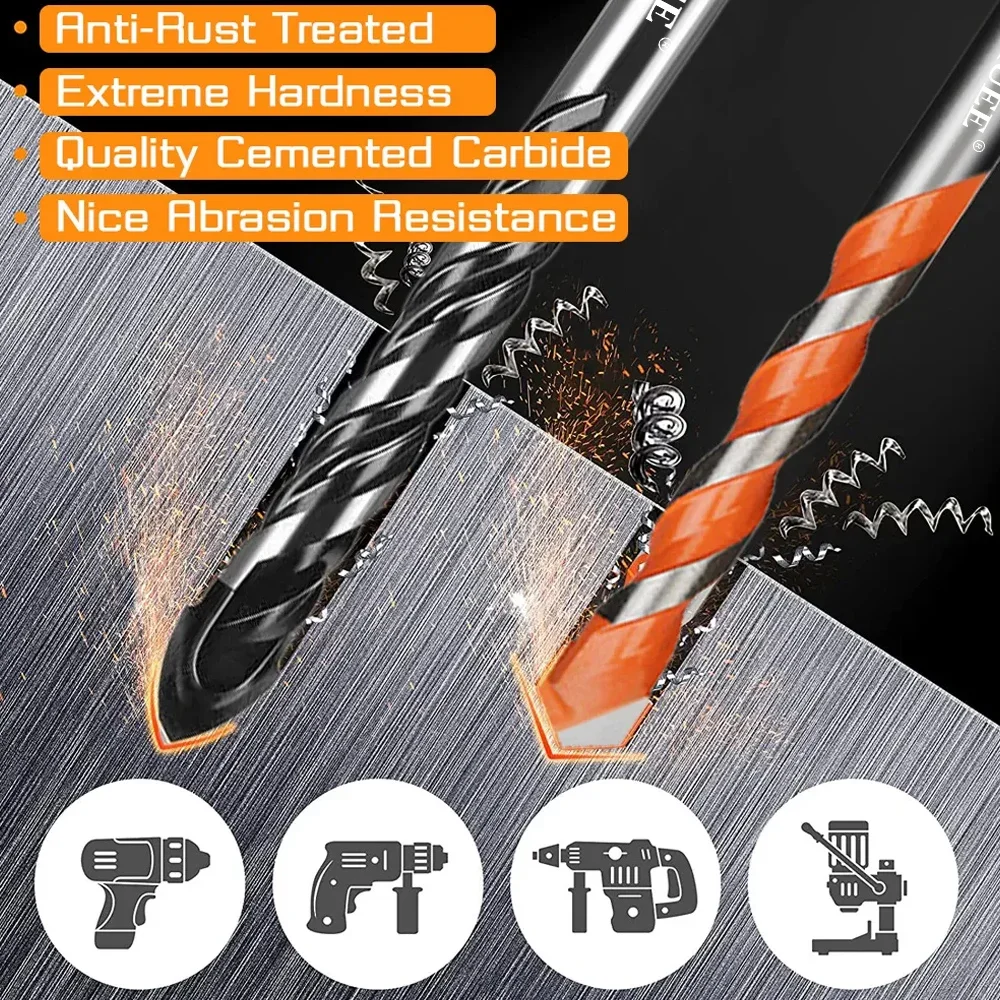 Oauee Threaded Triangle Tungsten Steel Wall Tile Concrete Drilling Bit Household Marble Overlord Diamond Hand Electric Drill