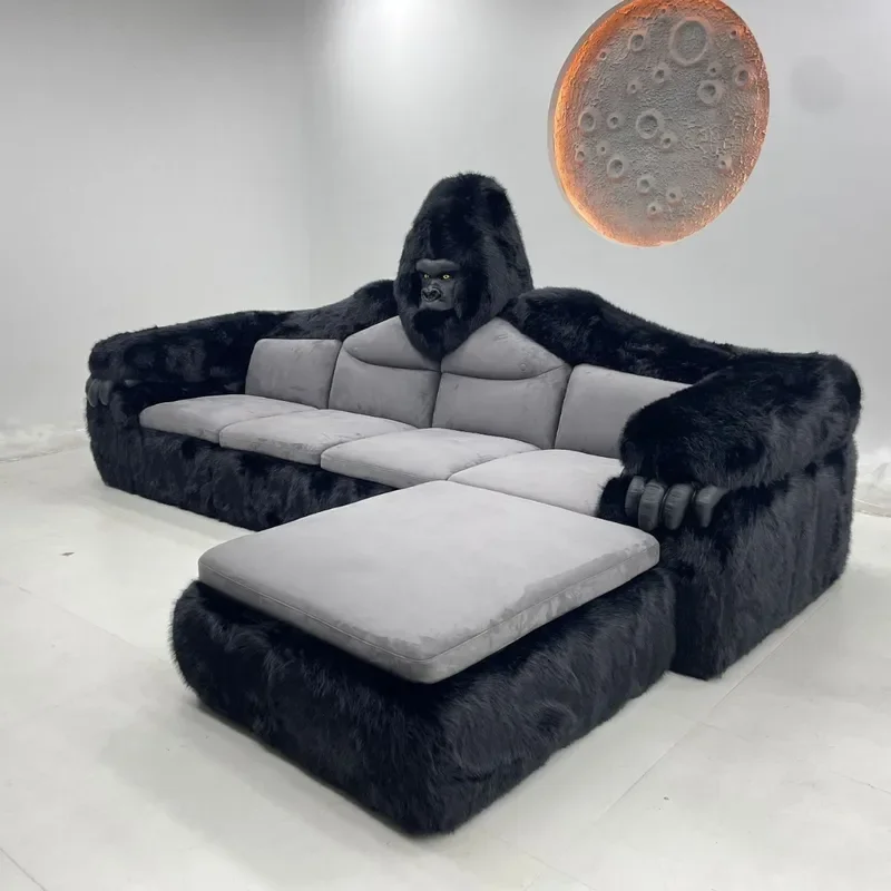 for Gorilla Sofa Living Room Furniture 2D Diamond Sofa Bedroom Bed Creative Size Apartment Sofa Black