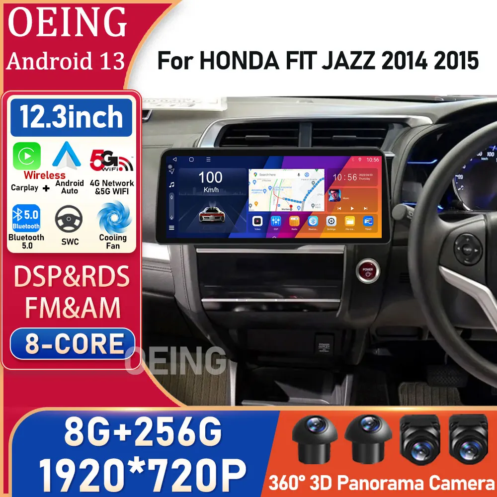 

12.3 Inch 1920*720 Android All In One For HONDA FIT JAZZ 2014 2015 QLED Car Radio Navigation Car Audio Multimedia Video Player