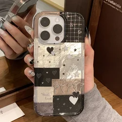 Vortex pattern heart-shaped star bow phone case with bow bead chain for iPhone 11 12 13 14 15 16 pro max