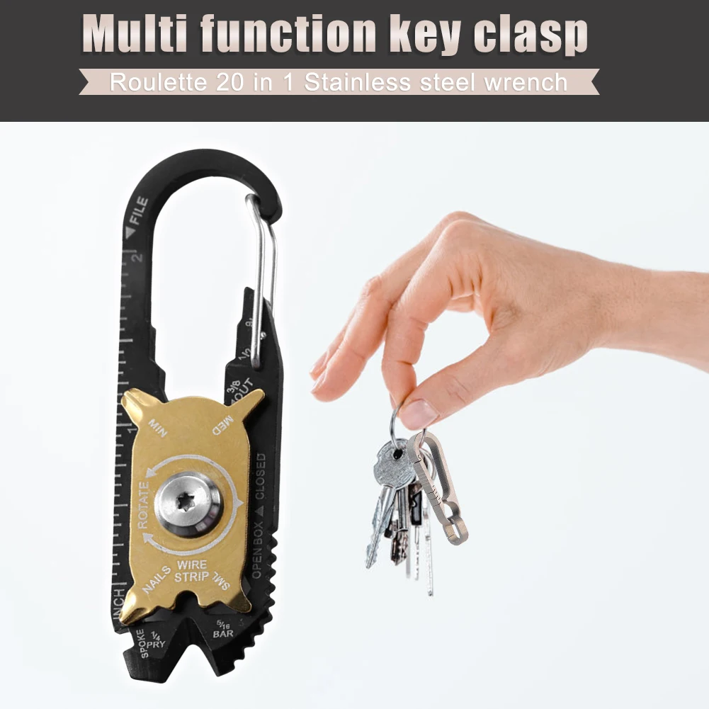 20 in 1 Multifunction Wrench Outdoor Emergency Survival Pocket EDC Tool Keychain Outdoor Portable Gadgets for Hiking