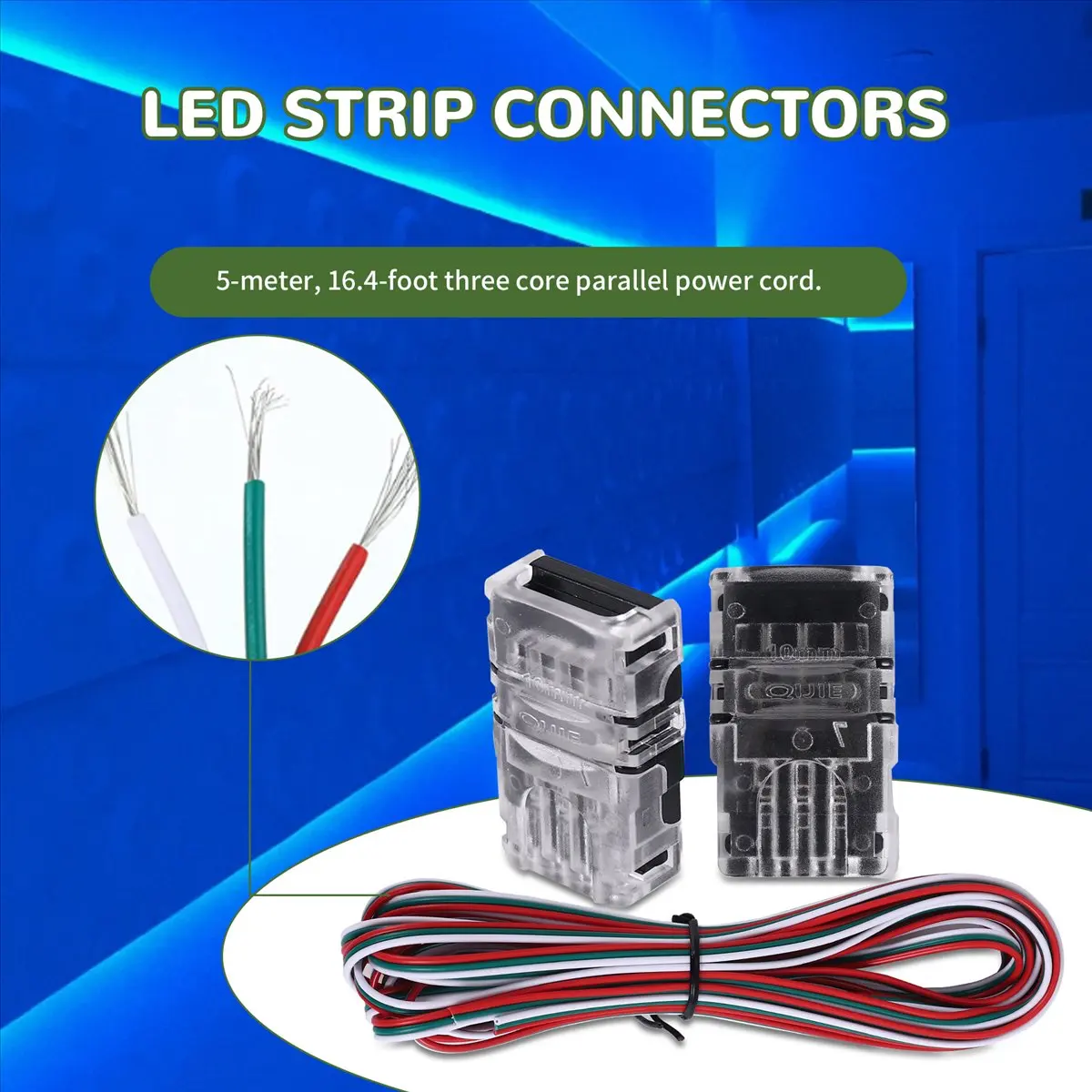 Compatible 11 Pieces Tunable 3 Pin LED Strip Connectors 10mm LED Strip Light Connectors LED Strip Connector Terminal for WS2811 - view 5