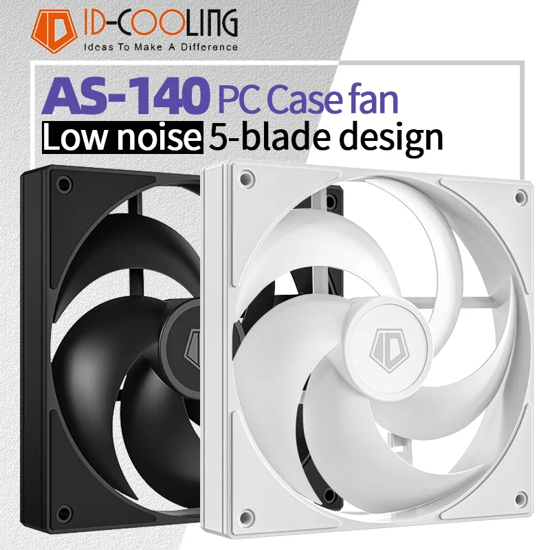 

ID Cooling AS 140 High Air Volume 14cm 5 Leaves Silent Design PC Case Fan PWM Series Interface for CPU Water Cooling Radiator