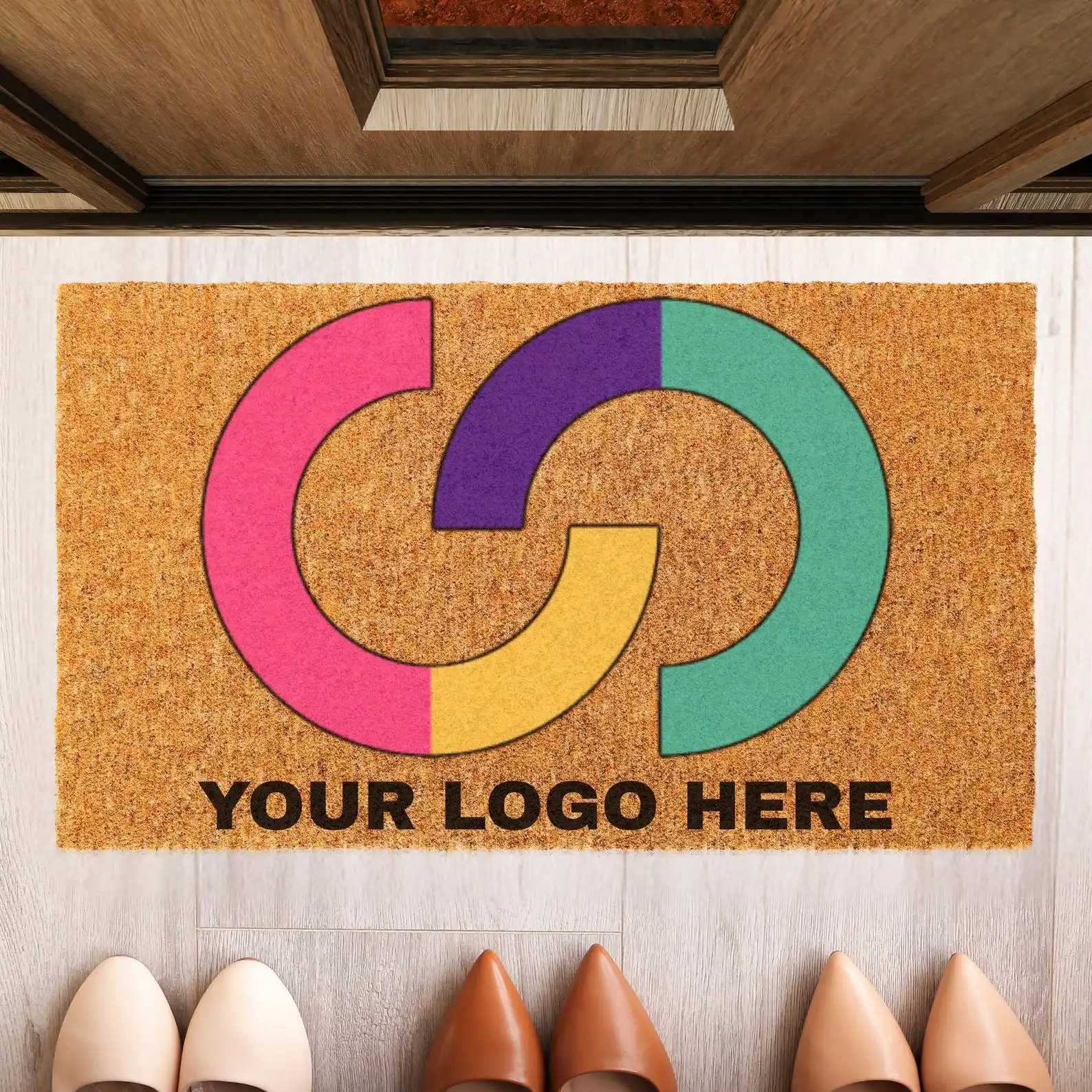 Your Logo Here Personalized Doormat Custom Design Colorful Welcome Mat Business Logo Your Design Logo Personalized Welcome Mat