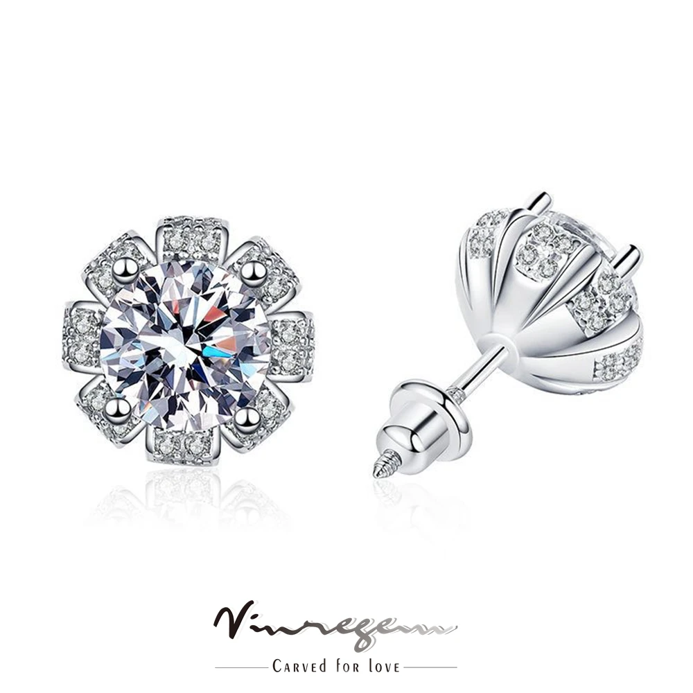 

Vinregem 18K White Gold Plated 2CT VVS1 GRA Moissanite Diamonds Wedding Stud Earrings for Women 925 Sterling Silver Fine Jewelry