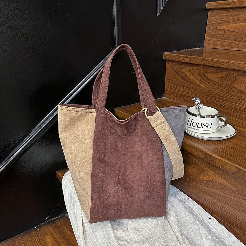 

Fashion Patchwork Crossbody Bags Women Stylish Suede Shoulder Bag Texture Simple and Versatile Storage Bag Casual Versatile