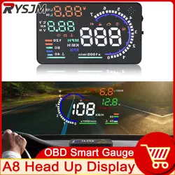 A8 OBD2 HUD Car Head Up Display Digital Speedometer Windshield Speed Projector With Alarm Speed Water Temp RPM
