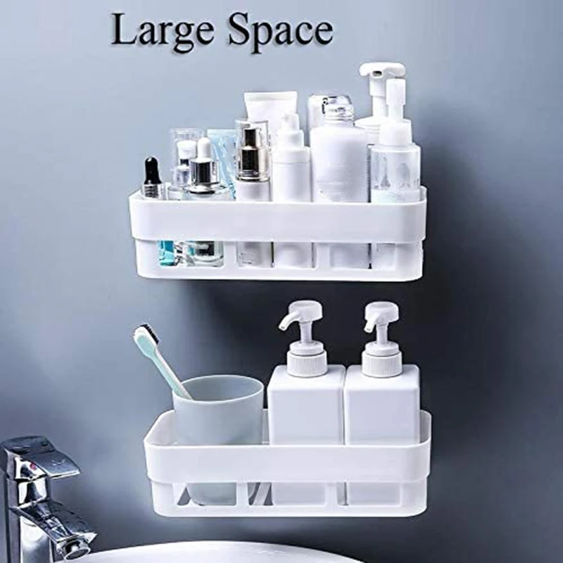 SEWS-Shower Caddy Corner, Plastic Suction Bathroom Shelf Over Toilet No Drilling Adhesive Bathroom Storage Pack Of 2