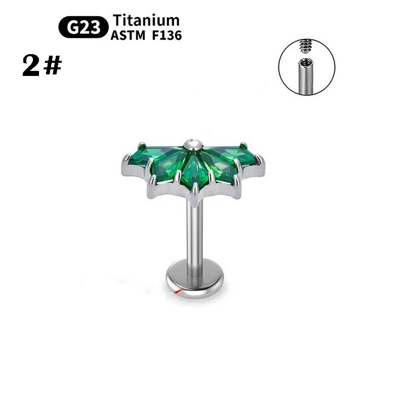 سبائك التيتانيوم ورقة القرط ثقب المجوهرات #3