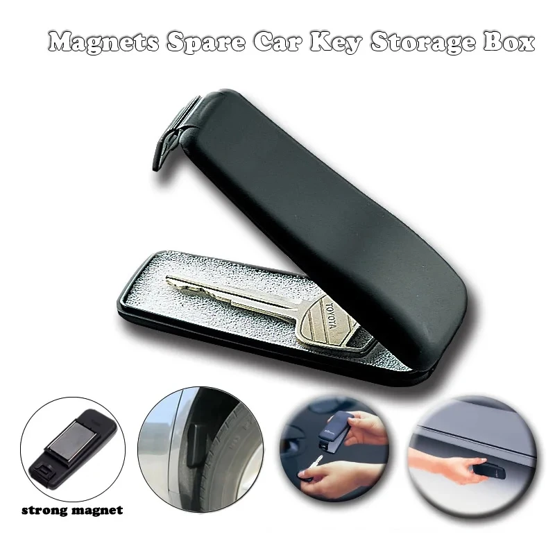 

Magnetic Black Car Key Holder Box Outdoor Stash Key Safe Box With Magnet For Home Office Car Truck Caravan Secret Box