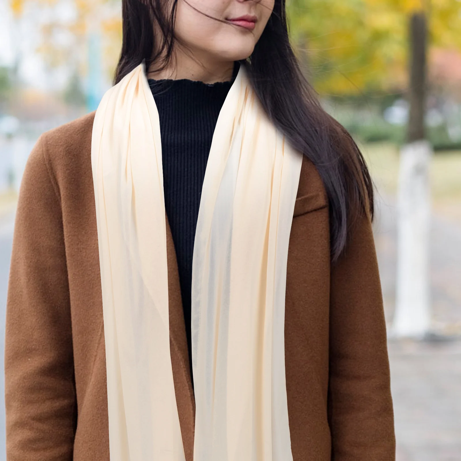 

Solid Color Pearl Chiffon Headscarf Lightweight Women Scarf For Daily Party Office Travel Sun Protection Shawl Wrap Long