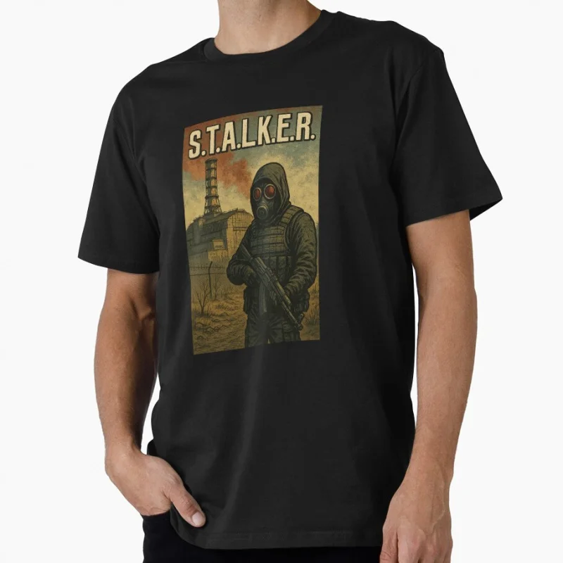 

STALKER 2 Heart Of Chornobyl Vintage Video game Retro gift t shirt for man 100% cotton printed clothes Men's All size S-6XL Top