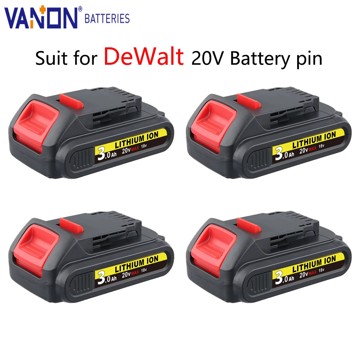 

VANON 1/2/4 упаковки DCB201 3,0 Ач 20 В MAX литий-ионный аккумулятор, замена для DeWalt DCB206 DCB207 DCB204 DCB201, штифт для аккумулятора