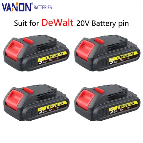 VANON 1/2/4Pack DCB201 3.0Ah 20V MAX Lithium-ion Battery Replace for DeWalt DCB206 DCB207 DCB204 DCB201 Cordles Tool Battery pin