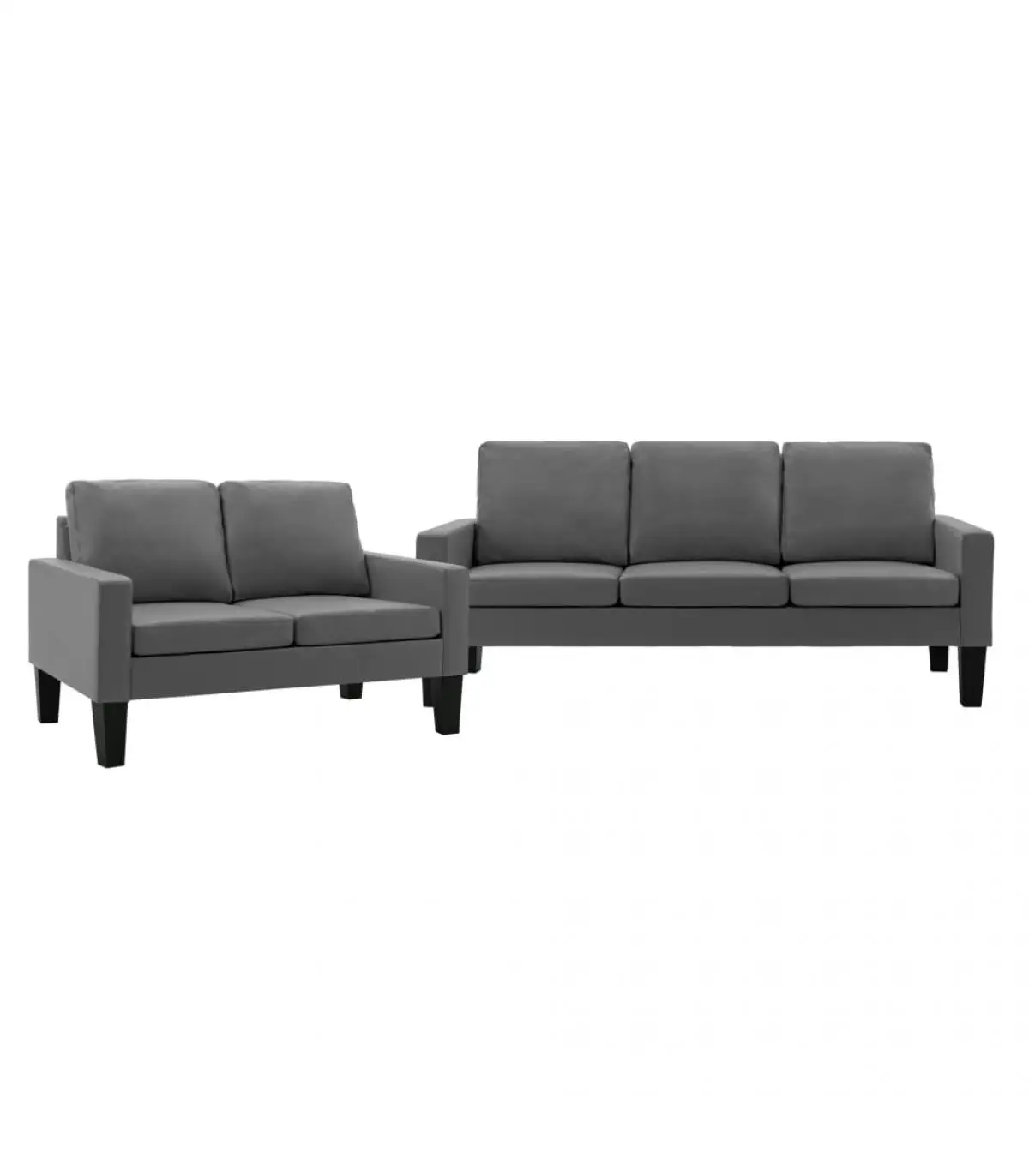 Gray synthetic leather sofa 2 pieces sofa