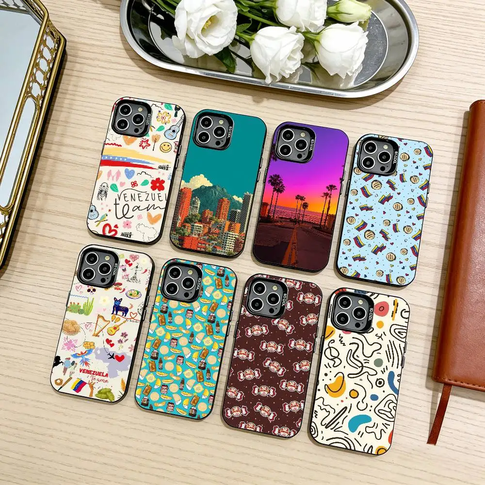 

Aesthetic Venezuela Art Phone Case For iPhone17,16,15,14,13,12,11 Plus,Pro Max Black Candy silver phone case