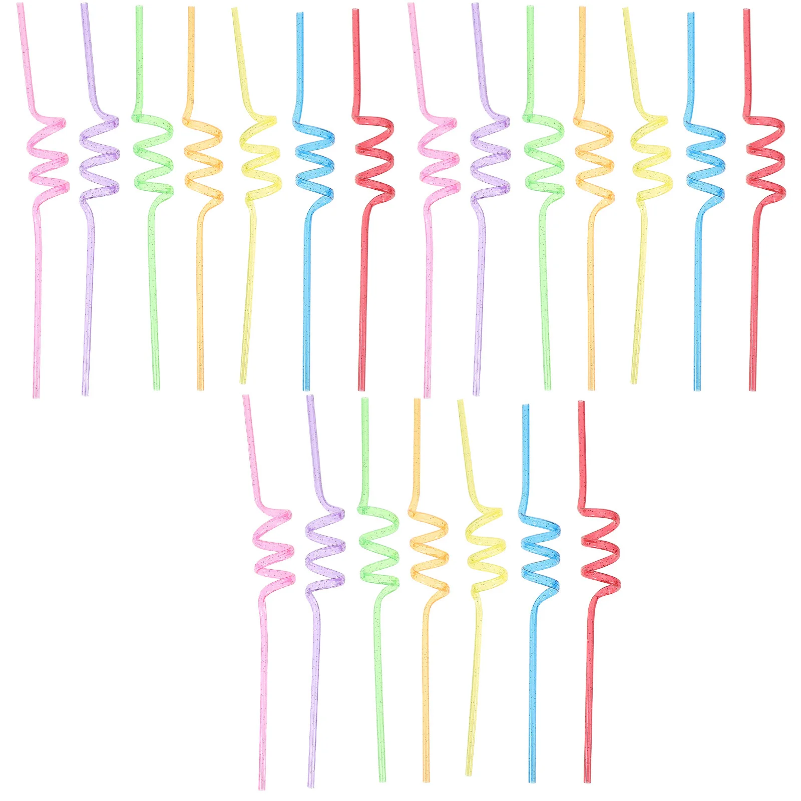 

24Pcs Reusable Glitter Spiral Straws Plastic Crazy Straws for Birthday Party Drink Tumbler Cups Colorful Birthday Party Supplies