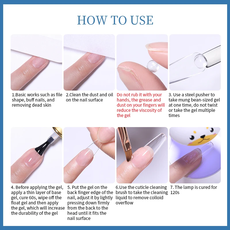 KOSKOE Solid Nail Tips Gel Easy Stick Clear UV LED Patch Adhesive Bond Modelling Tips Nail UV Extension Gel For False Nail Tips