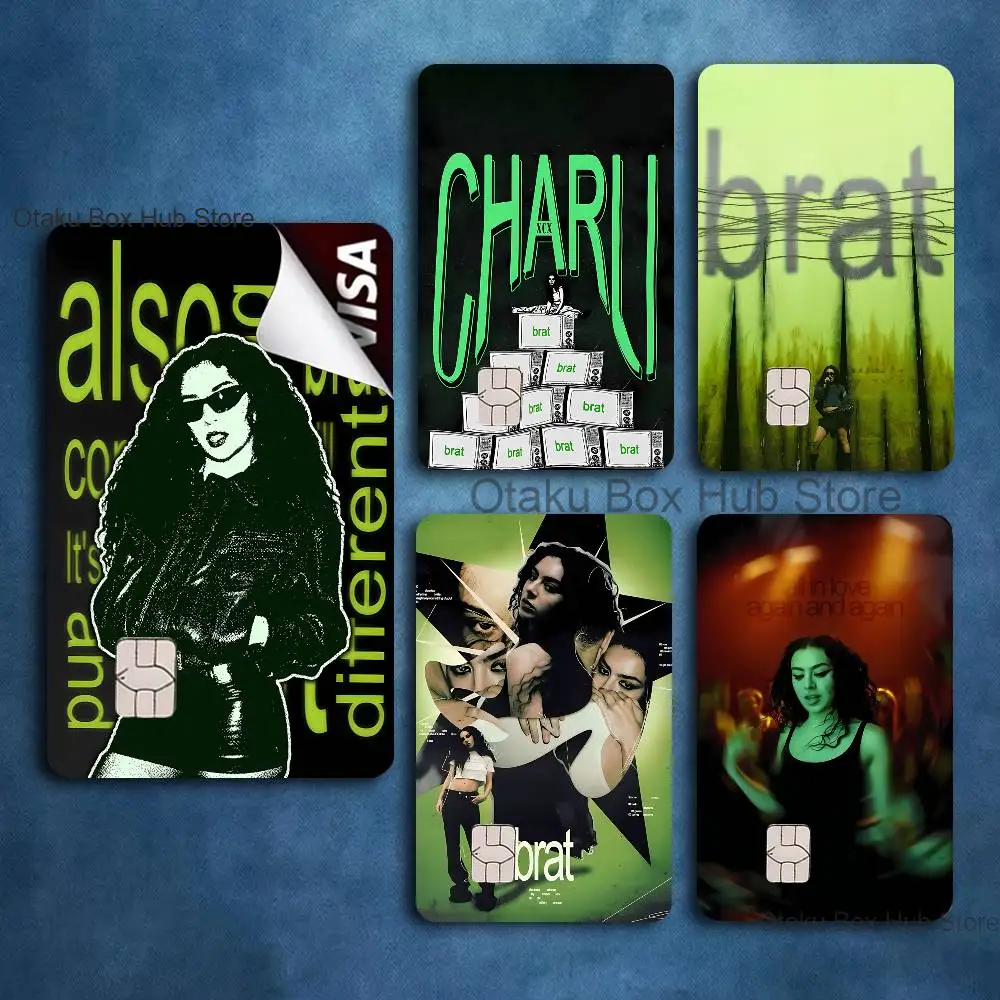 

singer C-Charlis xcx B-Brat Credit Debit Bus campus Access Card Cool Decoration Waterproof Scratch Resistant Stickers