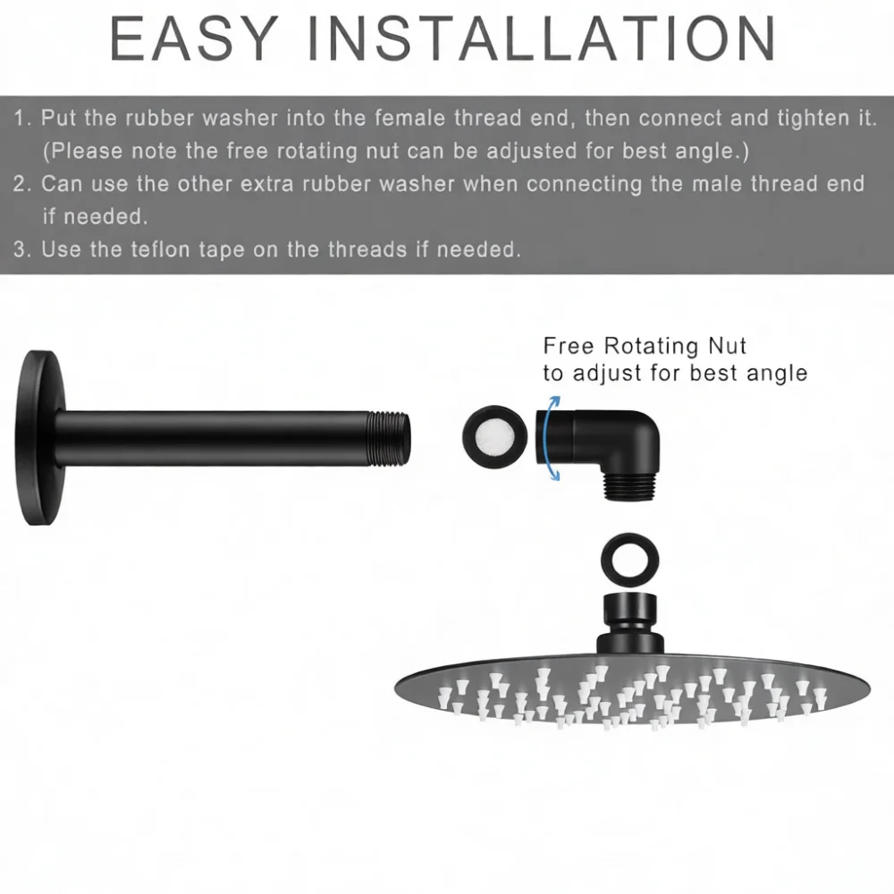 For Galenpoo Shower Head Elbow Adapter Brass 90 Degree Swivel Joint Fitting For Rainfall Sprayer Wall Connector