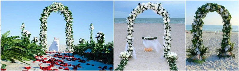 Luxury 240*38*140cm White Wedding Metal Arch Garden Iron Flower Stand Grape Vine Climbing Frame Loofah Rack For Party Decoration