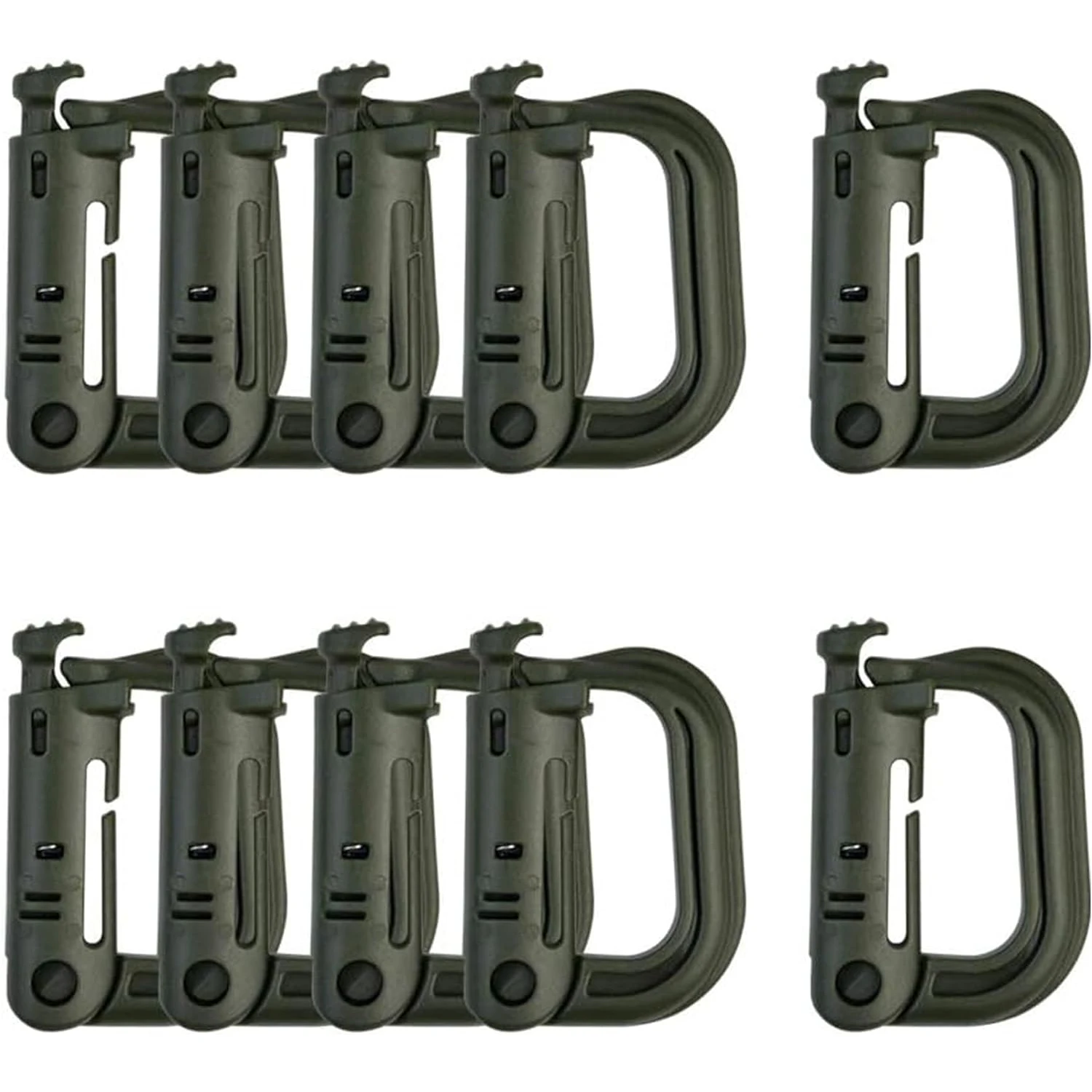 Taktischer D-Ring-Karabiner, Grimlock-Verriegelung, Kunststoff, Molle-Gurtband, Schnallen, Clips, Haken, Schlag für Outdoor-Wanderungen/Militär/EDC