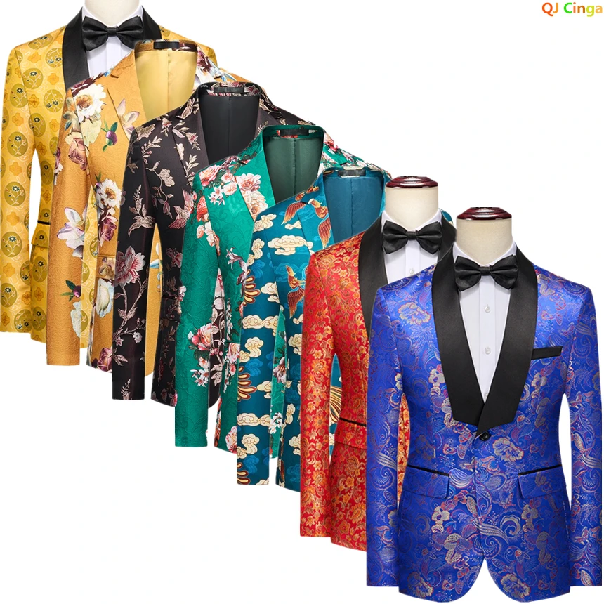 

2024 New Printed Suit Jacket Men's Fashion Slim Dress Coat A Variety of Embroidery Patterns To Choose From Blazers S-5XL