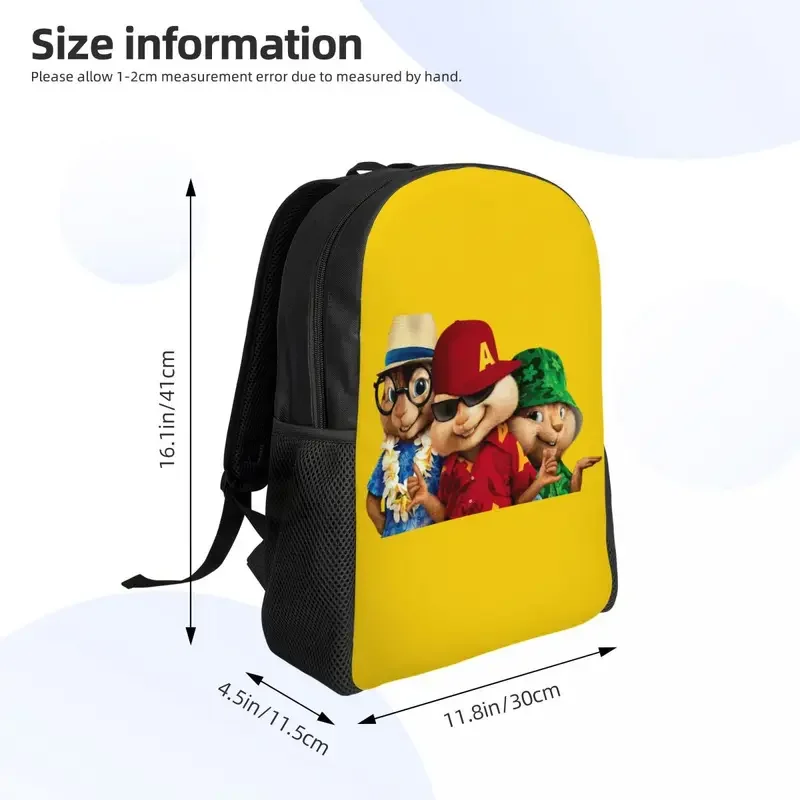 Mochila personalizada Alvin Seville Anime The Chipmunks Theodore Simon School, bolsas de viaje universitarias, bolsa de libros para computadora portátil de 15 pulgadas