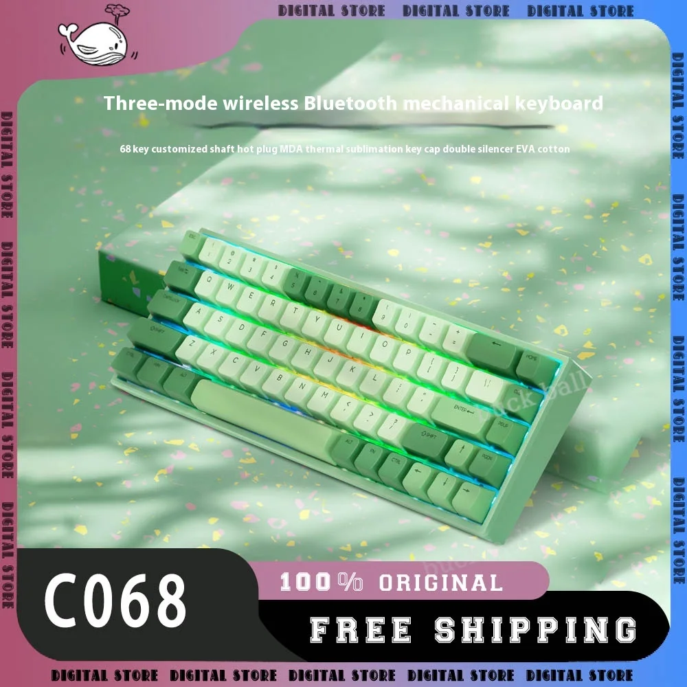 

ColorReco C068 Game Mechanical Keyboard 3mode USB/2.4g/Wireless Bluetooth Keyboard Hot Swap Pbt Customize Game Keyboards Gift