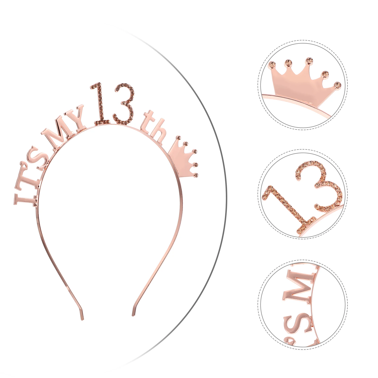 

1Pc Decorative Rhinestone Crown Birthday Headdress Hairband Light Weight Party Accessory