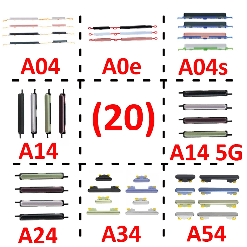 

Pop 20Pcs Phone Power Volume Button For Samsung Galaxy A04 A04e A04s A14 A24 A34 A54 5G New External On Off Side Key Button