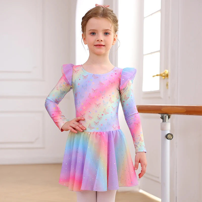 

Long-sleeved dance ballet leotard suits girls' children's skirts and ballet dresses