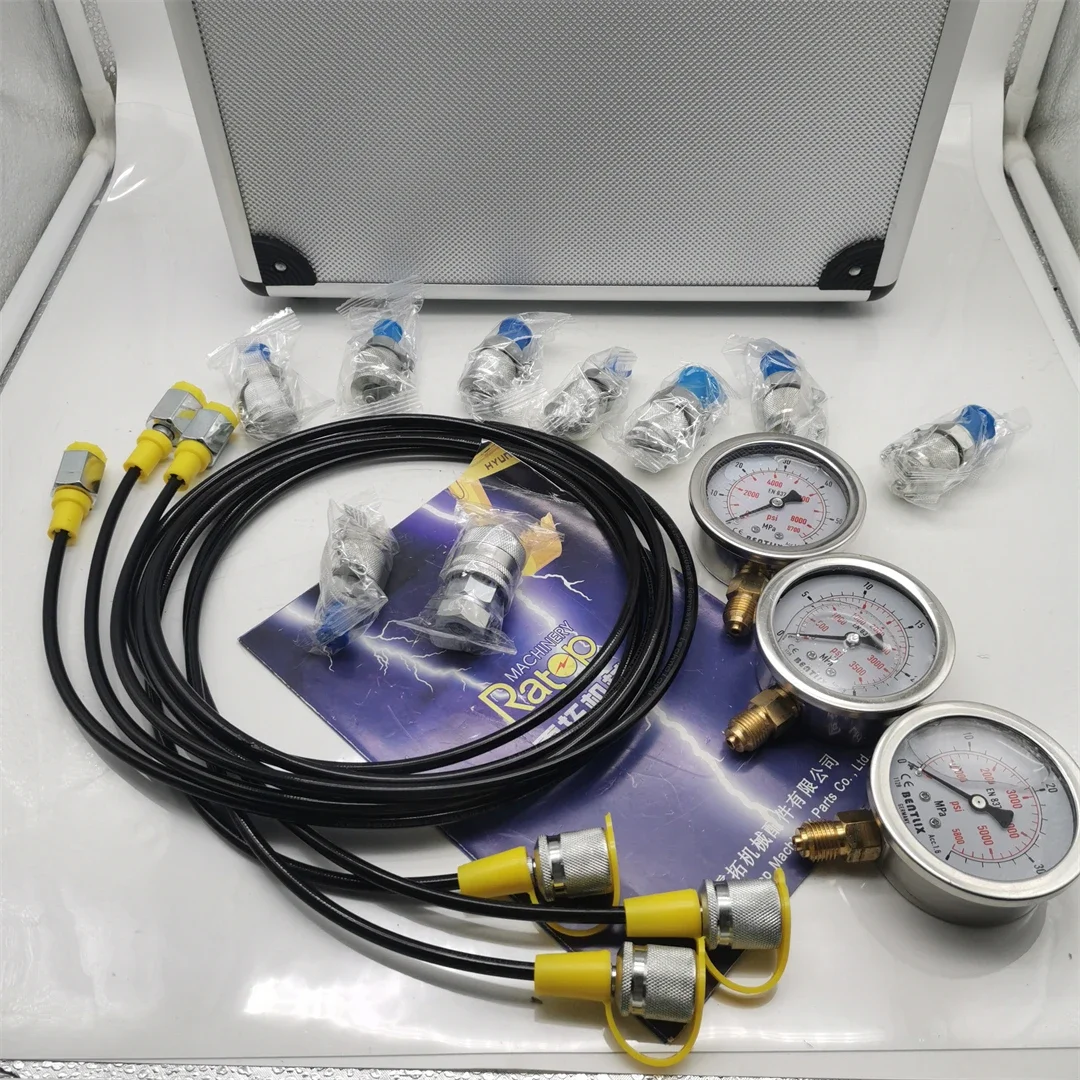 3 Gauge Hydraulic Pressure Measurement Instruments Hydraulic Pressure Test Gauge Kits For Construction Machine Measuring Tool