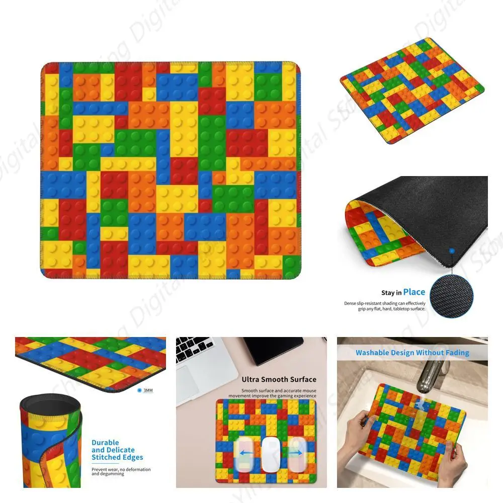 Bloco de construção de brinquedo padrão jogo mouse pad costurado borda teclado de computador mesa, base de borracha antiderrapante mouse pad 25*30cm