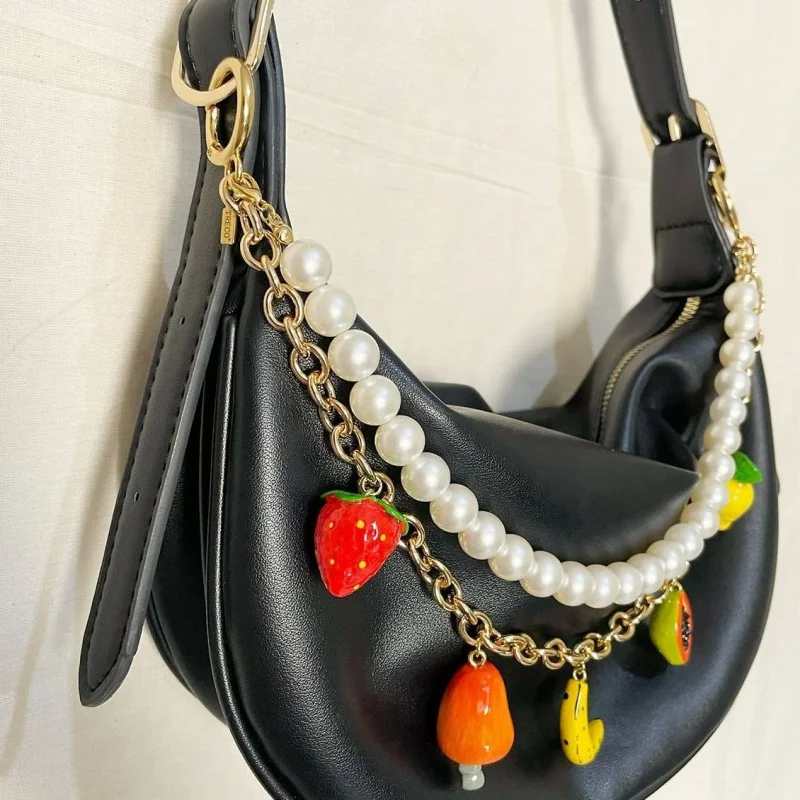 Double-Layer DIY Fruits And Vegetables Bag Chain Fashionable Ladies Hand Bag Pendant Bag Charm Chain Luxury  Accessories