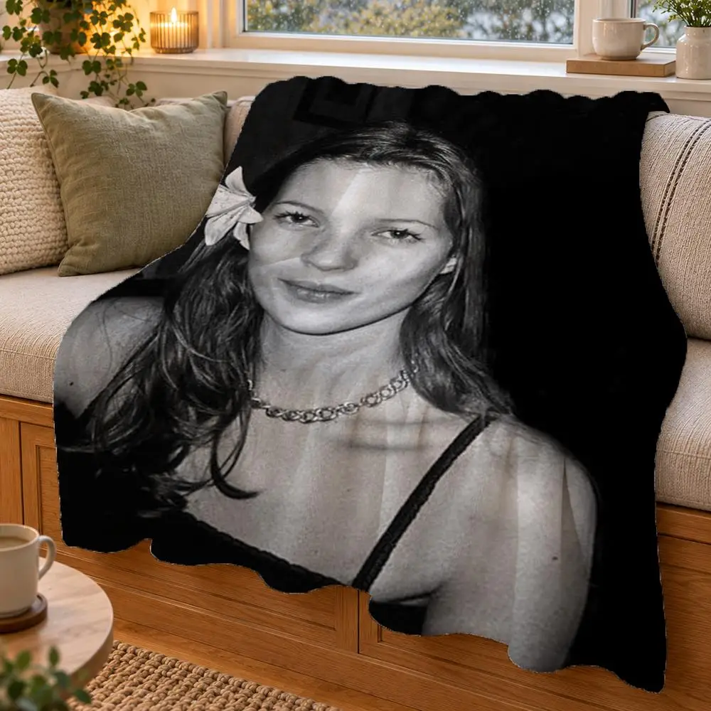 Kate Ann Moss Throw Double Sided Flannel Throw Blanket Soft Warm Washable Home Decor