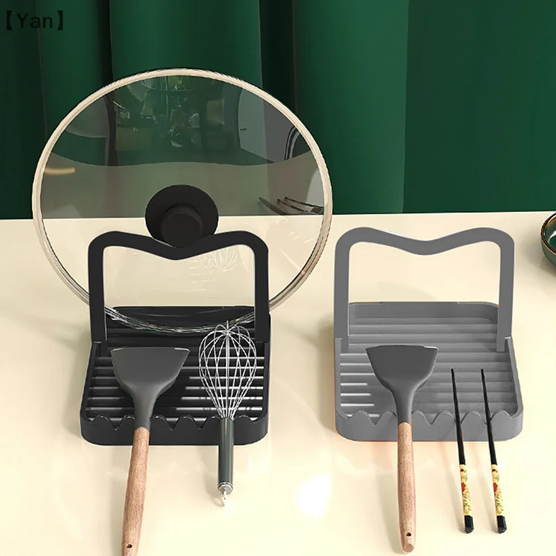 Kitchen Desktop Pot Lid Holder Foldable Multifunctional Pot Cover Rack Spatula Storage Rack Pot Lid Rest Kitchen Organizer