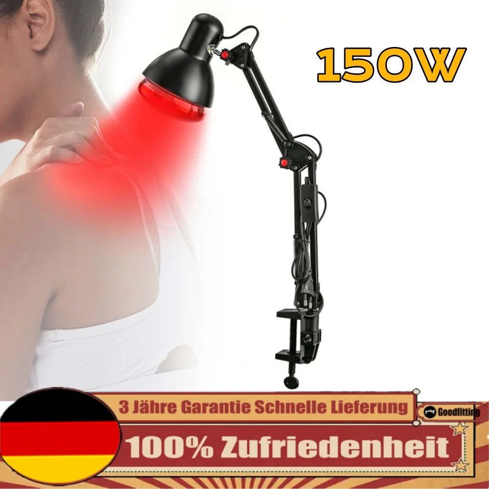 Lampe chauffante infrarouge BYMAOCAR 150W, lampe infrarouge à lumière rouge avec lampe infrarouge pliable à clipser pour la physiothérapie