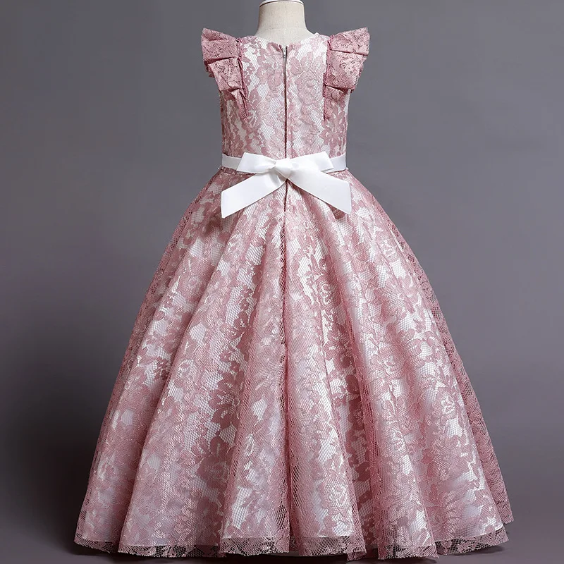 Robe de demoiselle d'honneur en dentelle pour enfants, robe de Rhélégante pour enfants, robe de reconstitution historique de princesse, fête de mariage, robes de banquet pour enfants