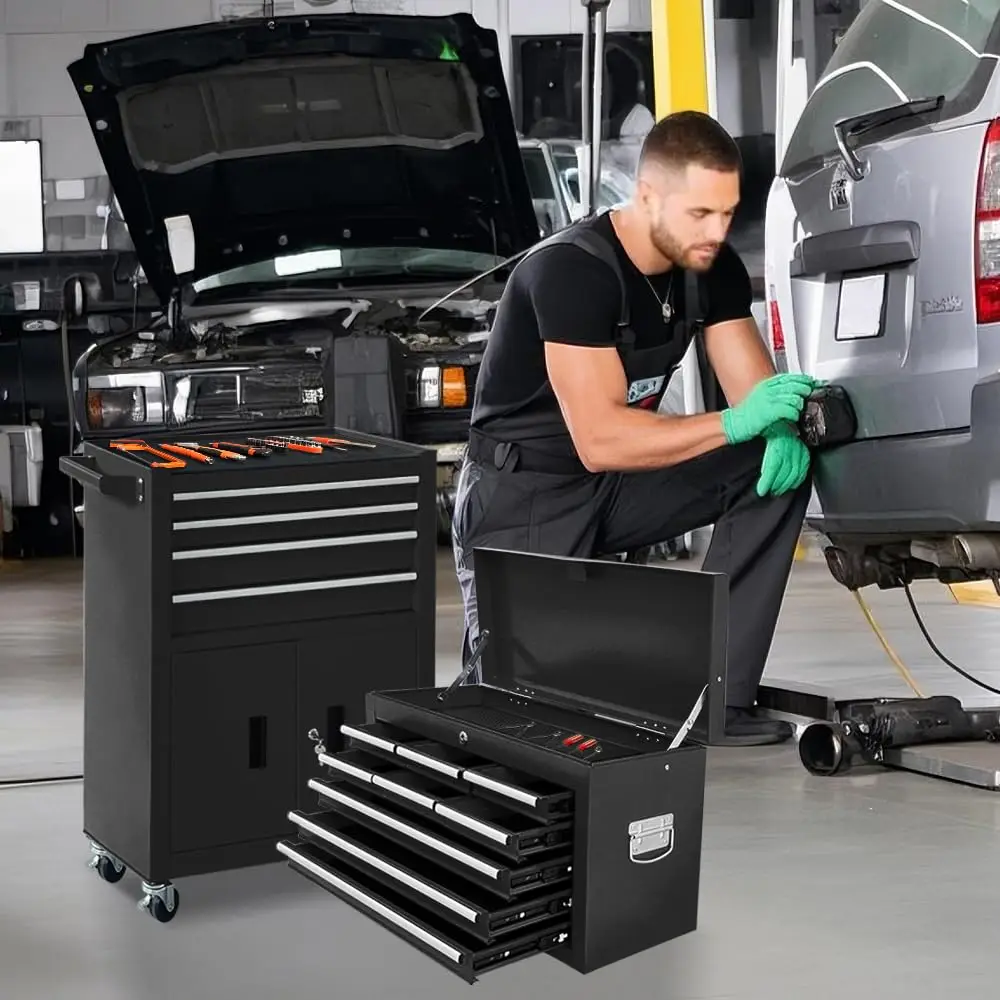 13-Drawer Rolling Tool Chest with Double Doors, 2 in 1 Detachable Rolling Tool Chest with Drawers, Mobile Tool Cabinet