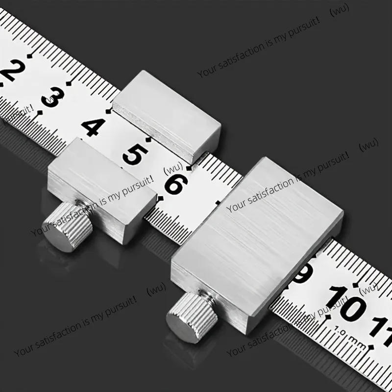 Adjustable Steel Ruler Stopper Professional Measuring Tool for Designers Woodworkers and Craftsmen with Line Marking Capability