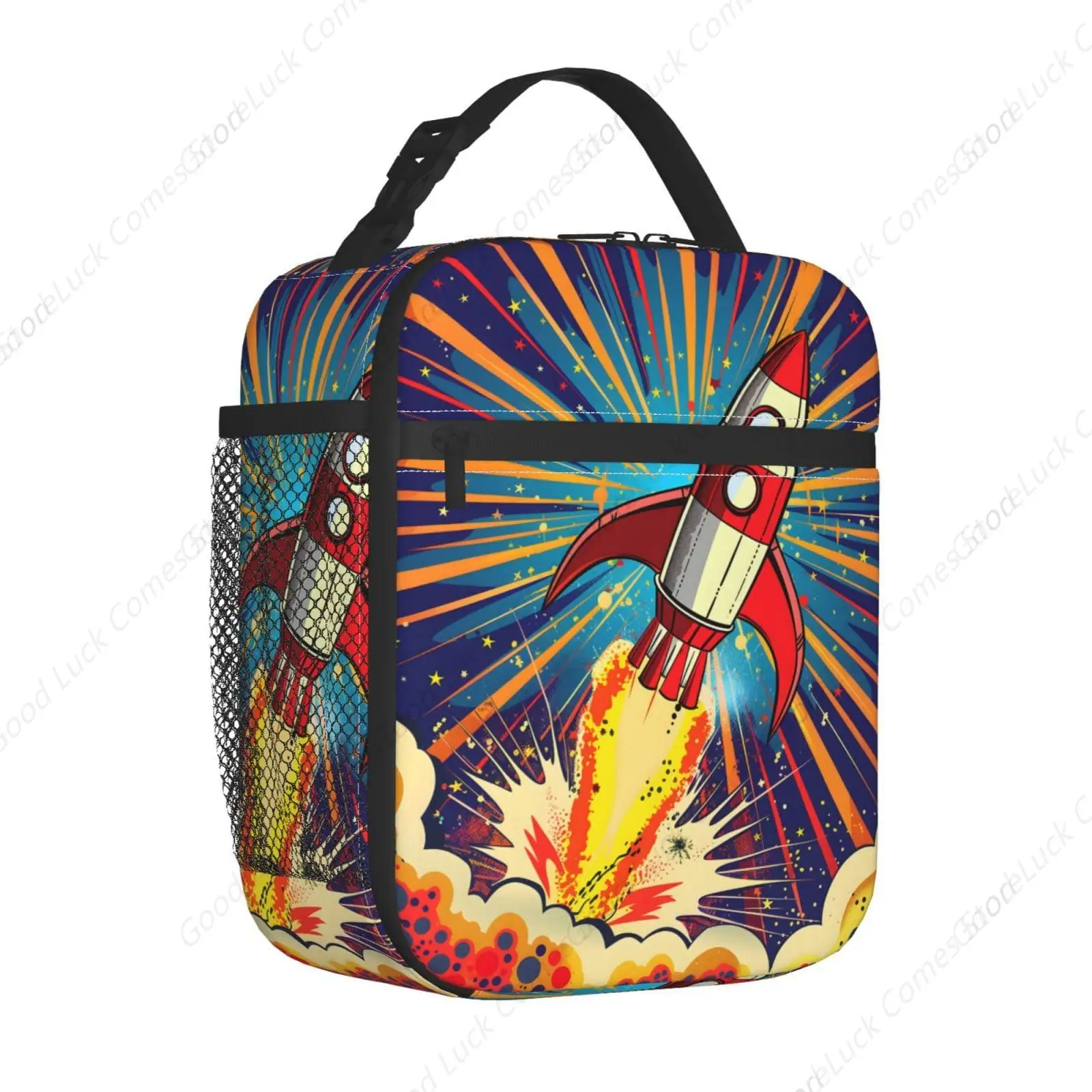 Insulated Lunch Box for Kids Boys Girls, Reusable Lunch Bag for School, Office, Work, Picnic, Travel, Space Rocket Launch Lunch