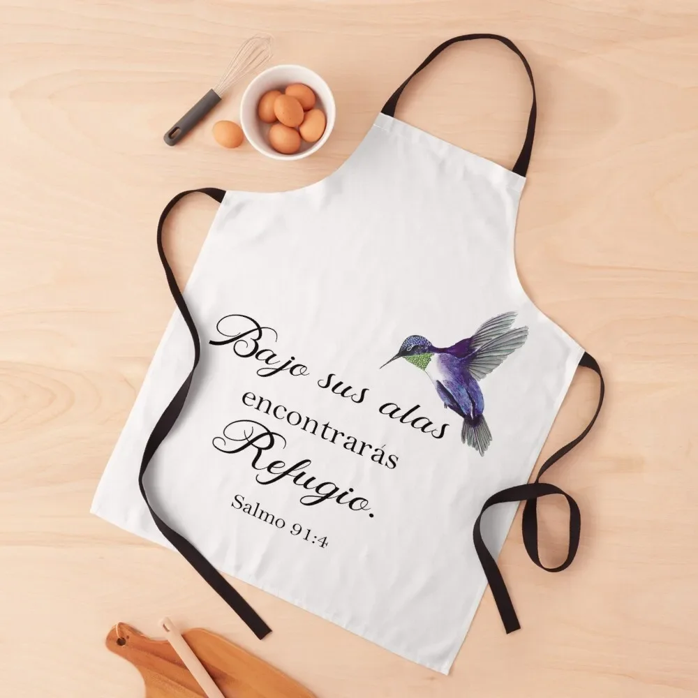 

Bajo sus alas encontraras refugio Spanish bible verse Salmo 91 Apron For Kitchen Kitchen Chef women's work Apron