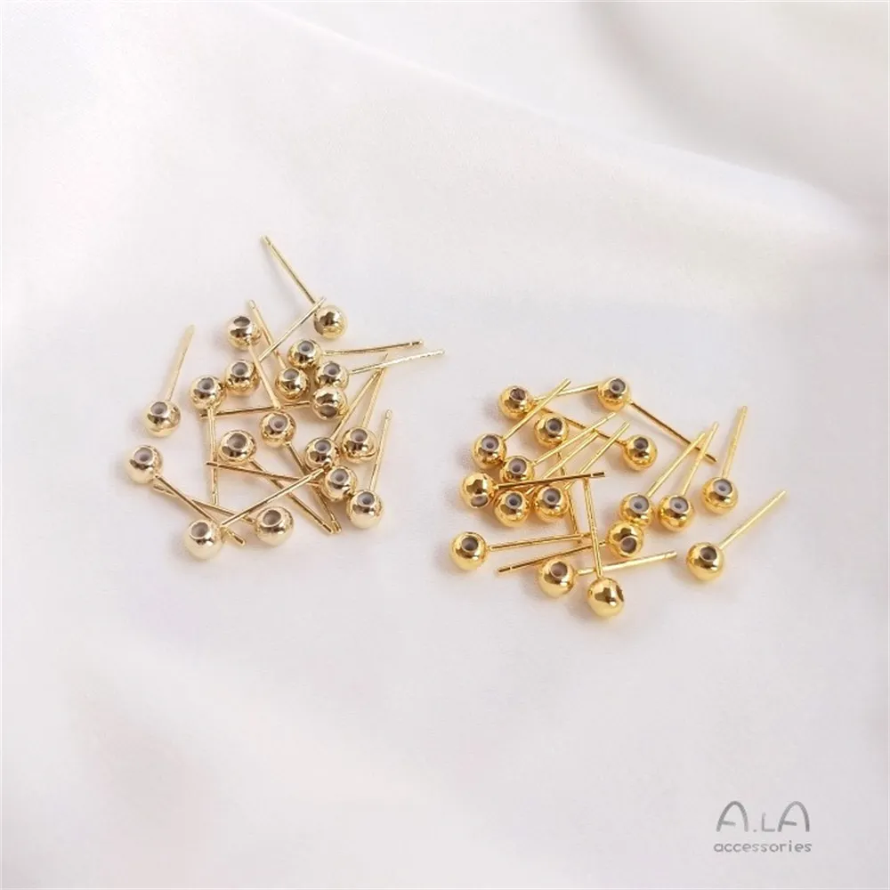 

14K Light Gold 18K True Gold Rubber Bead Earrings Silicone Adjustable Earrings Diy Handmade Ear Accessories Materials E037