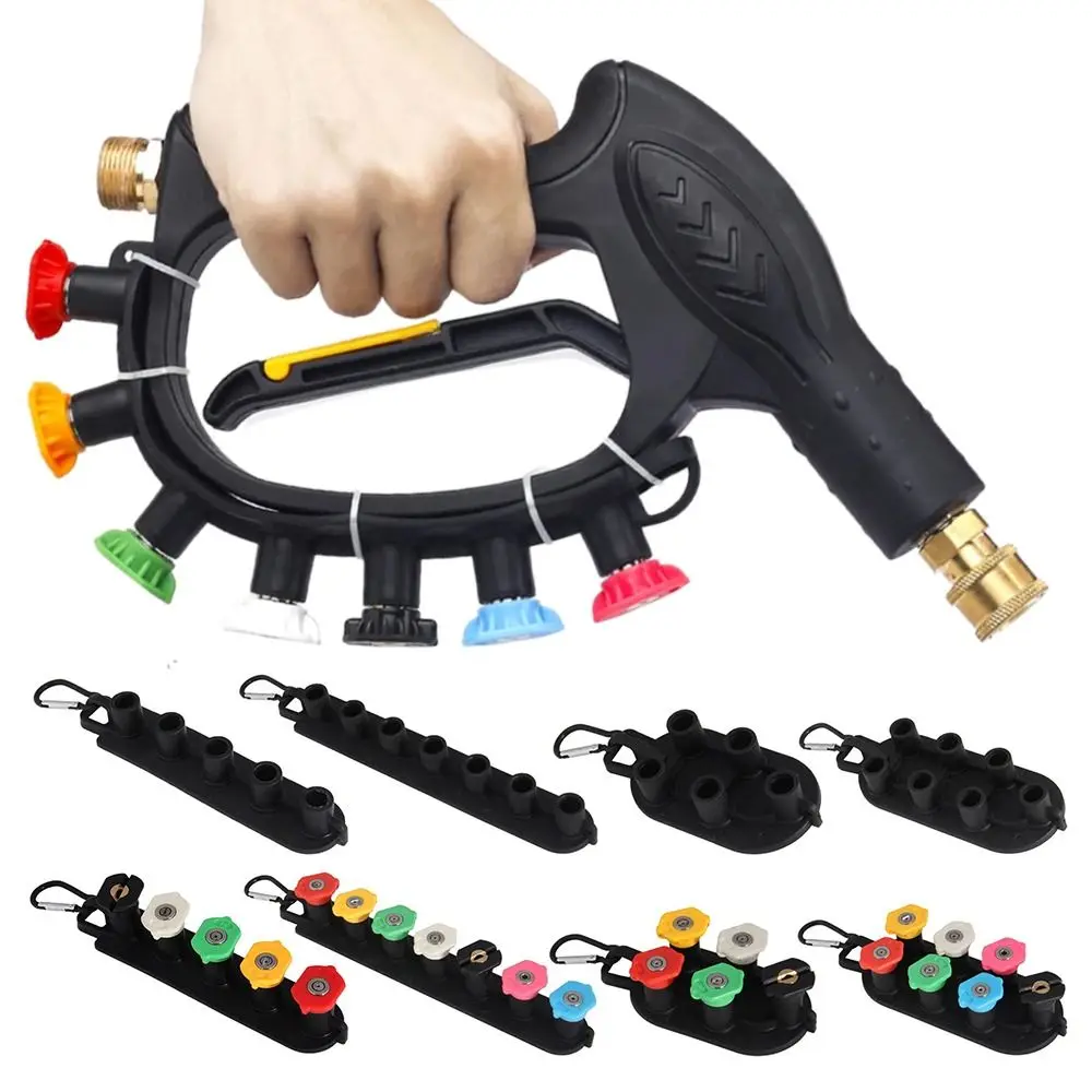 

5/7 Holes High Pressure Washer Nozzle Multicolor 1/4 Inch Quick Plug With Nozzle Holder Easy Connect Spray Nozzle Support